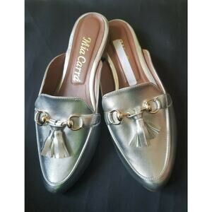 Mia Carra Slip-on Mule Metallic silver Shoes - Size 37 (US 6 -6,5)